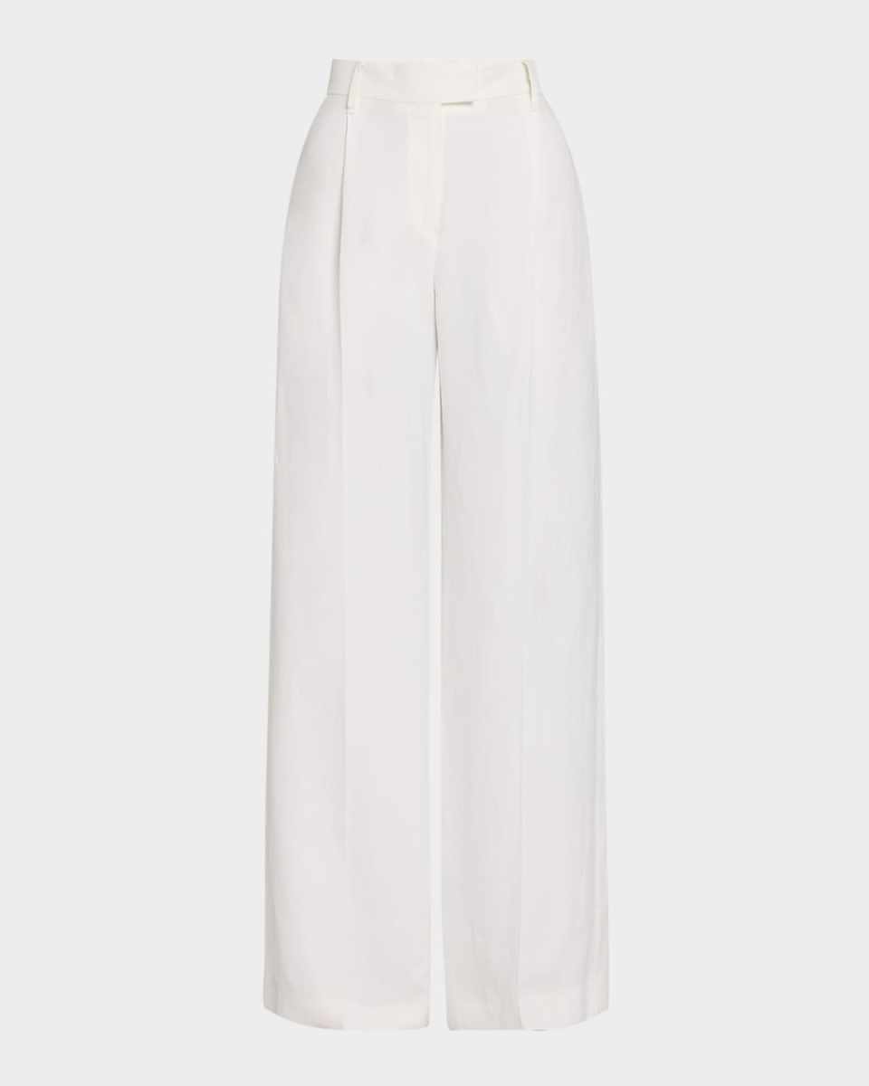 Wide-Leg Fluid Linen Twill Tailored Pants